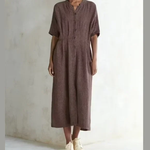 Poetry Dresses Flaw Poetry Buttonthrough Hightwist Linen Dress